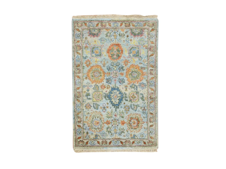 1'11" x 2'11" New Hand Knotted Blue Wool Rectangle Oriental Rug - MOA10275818