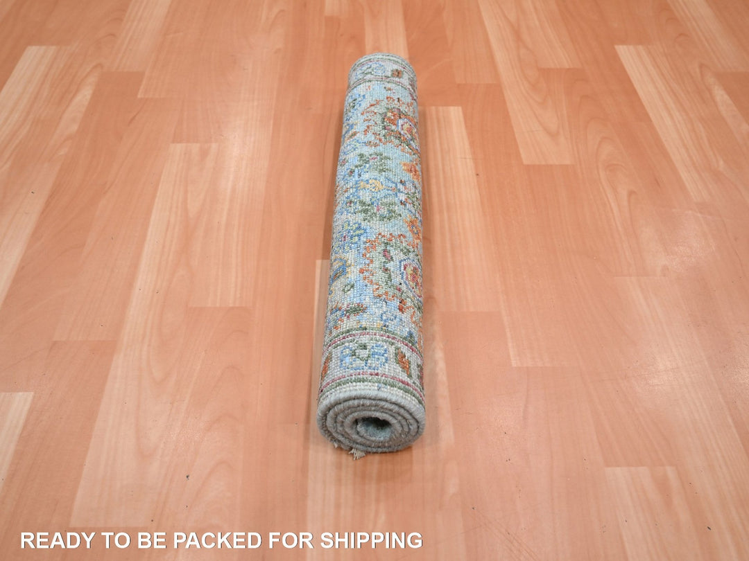 1'11" x 2'11" New Hand Knotted Blue Wool Rectangle Oriental Rug - MOA10275818