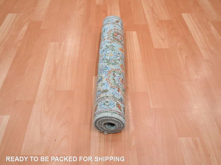 1'11" x 2'11" New Hand Knotted Blue Wool Rectangle Oriental Rug - MOA10275818