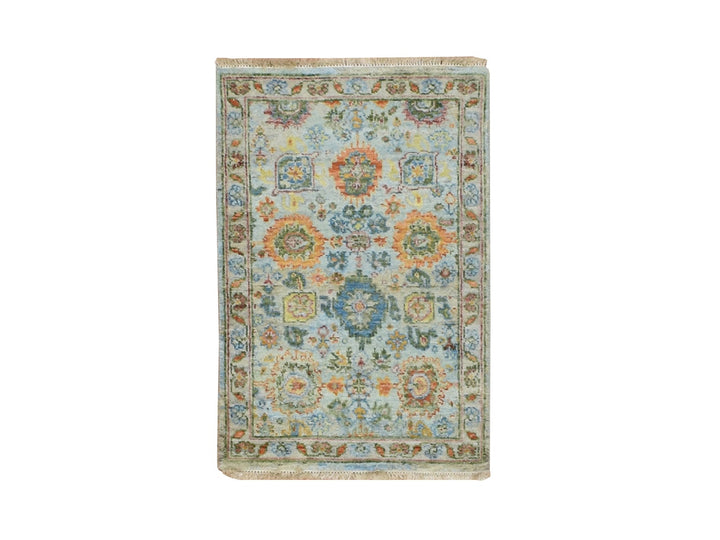 1'11" x 2'11" New Hand Knotted Blue Wool Rectangle Oriental Rug - MOA10275819