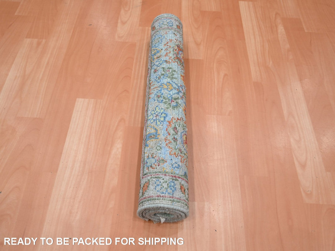 1'11" x 2'11" New Hand Knotted Blue Wool Rectangle Oriental Rug - MOA10275819