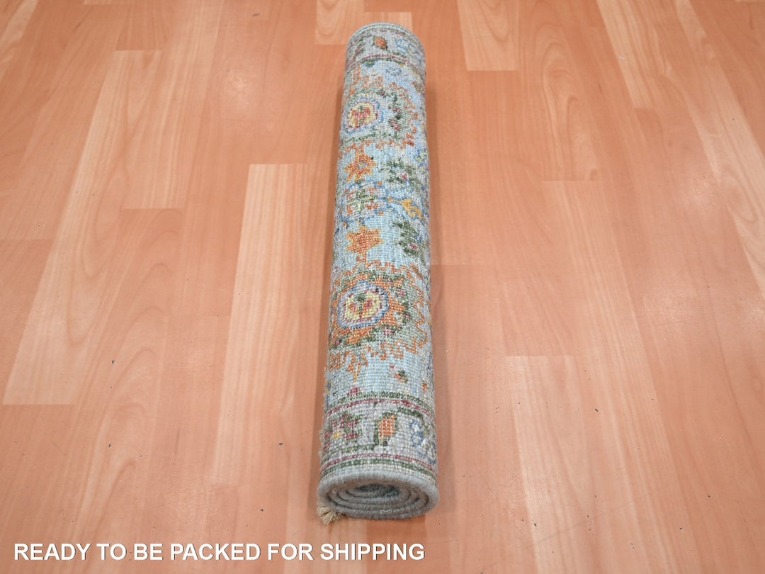 1'11" x 3'0" New Hand Knotted Blue Wool Rectangle Oriental Rug - MOA10275822