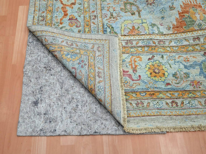 11'10" x 14'11" New Hand Knotted Blue Wool Rectangle Oriental Rug - MOA10275823