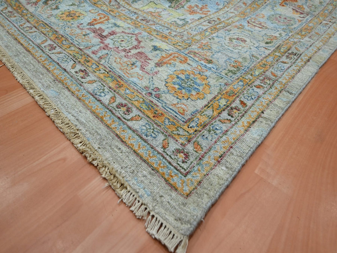 11'10" x 14'11" New Hand Knotted Blue Wool Rectangle Oriental Rug - MOA10275823
