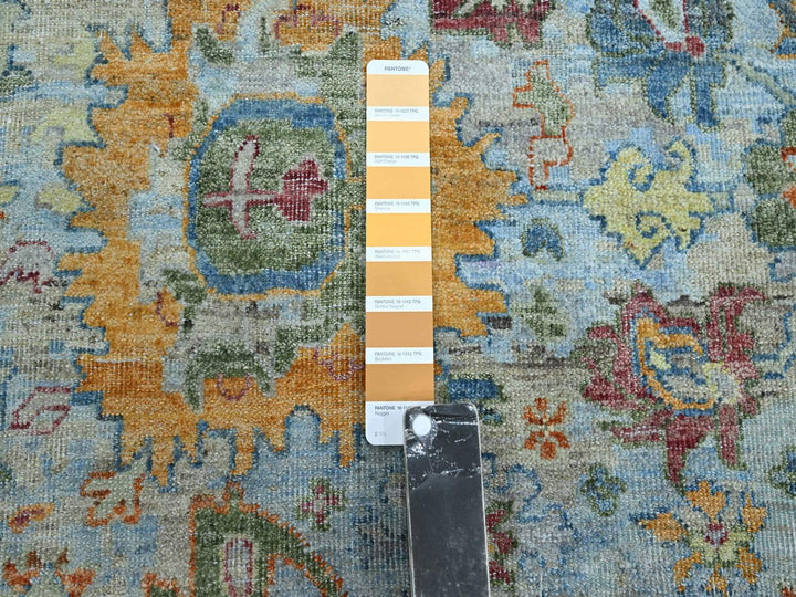 11'10" x 14'11" New Hand Knotted Blue Wool Rectangle Oriental Rug - MOA10275823