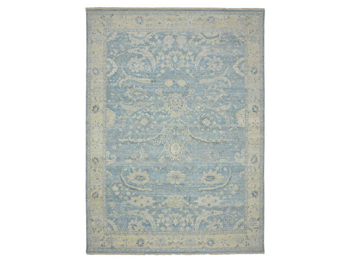 9'11" x 13'11" New Hand Knotted Blue Wool Rectangle Oriental Rug - MOA10275824