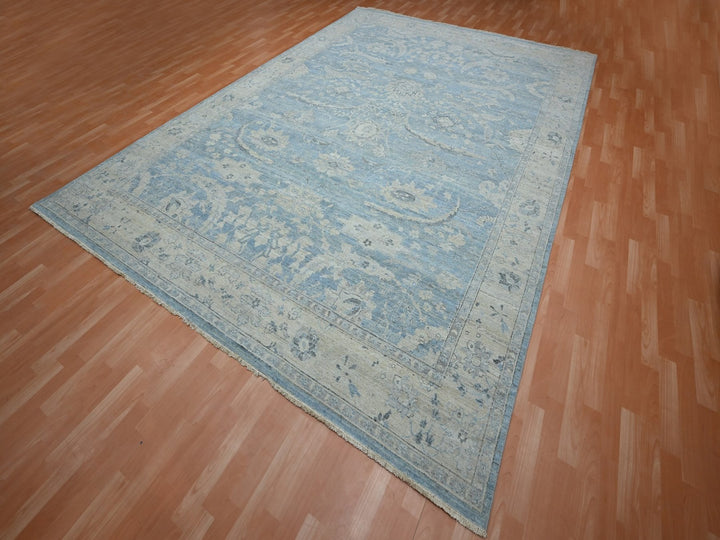 9'11" x 13'11" New Hand Knotted Blue Wool Rectangle Oriental Rug - MOA10275824