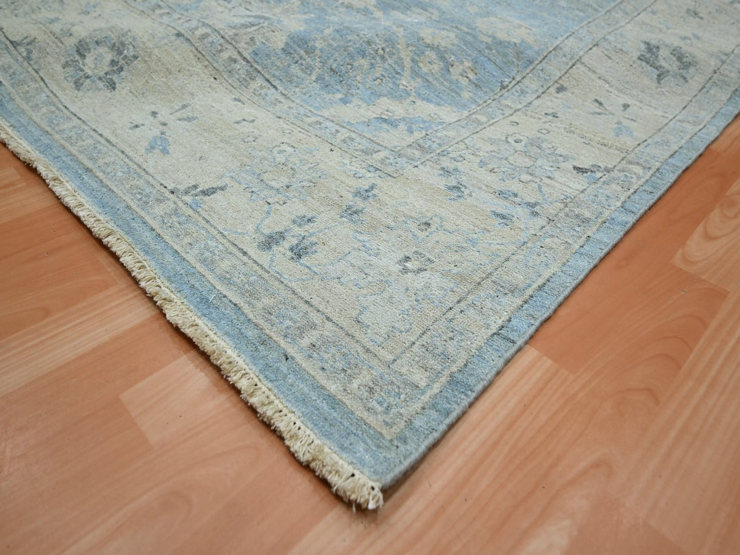 9'11" x 13'11" New Hand Knotted Blue Wool Rectangle Oriental Rug - MOA10275824