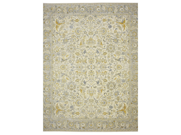 12'2" x 15'6" New Hand Knotted Ivory Wool Rectangle Oriental Rug - MOA10275825