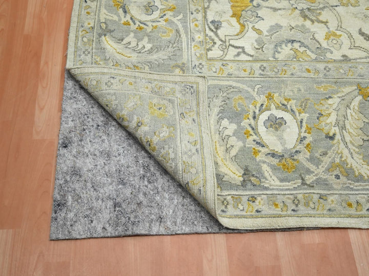 12'2" x 15'6" New Hand Knotted Ivory Wool Rectangle Oriental Rug - MOA10275825