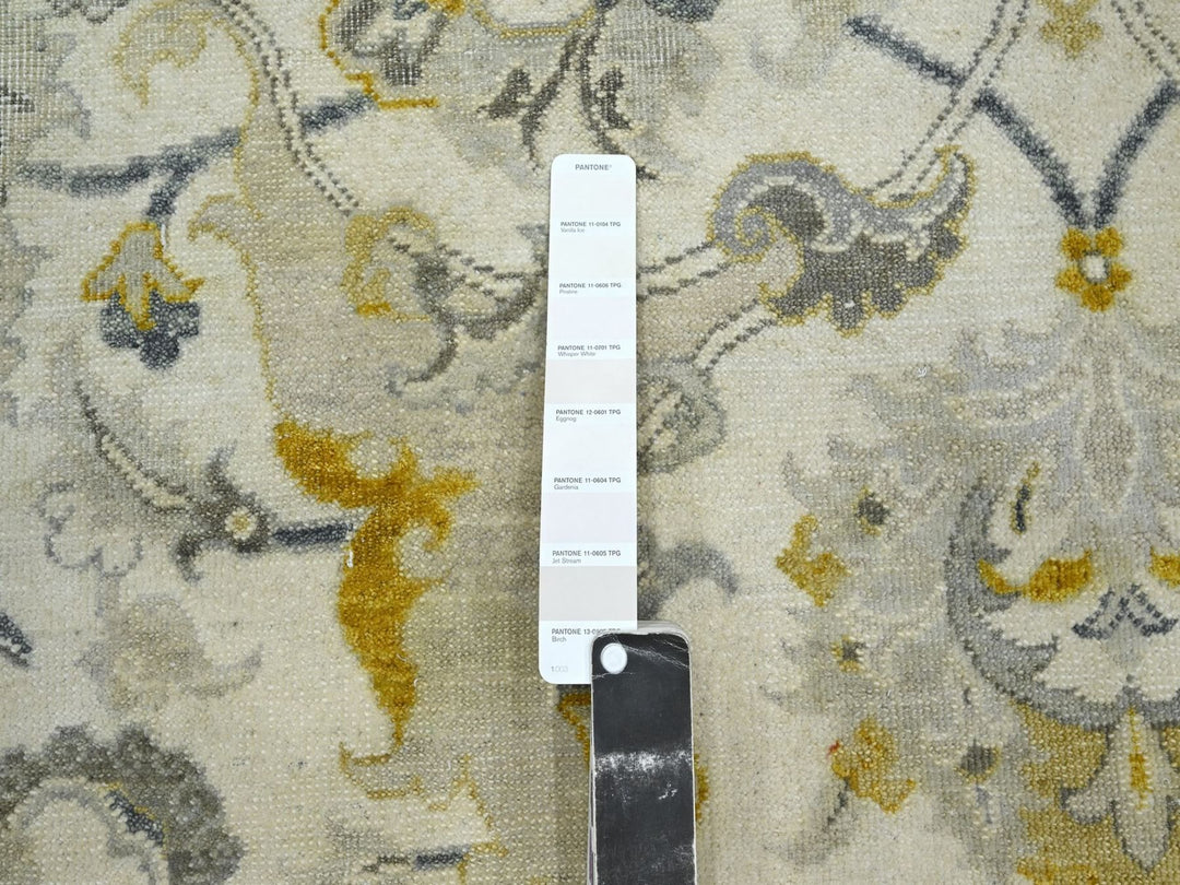 12'2" x 15'6" New Hand Knotted Ivory Wool Rectangle Oriental Rug - MOA10275825