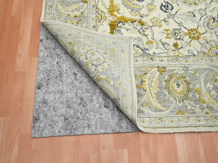 9'1" x 12'1" New Hand Knotted Ivory Wool Rectangle Oriental Rug - MOA10275826