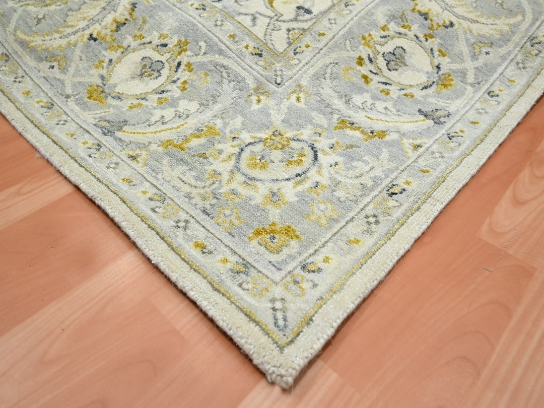 9'1" x 12'1" New Hand Knotted Ivory Wool Rectangle Oriental Rug - MOA10275826