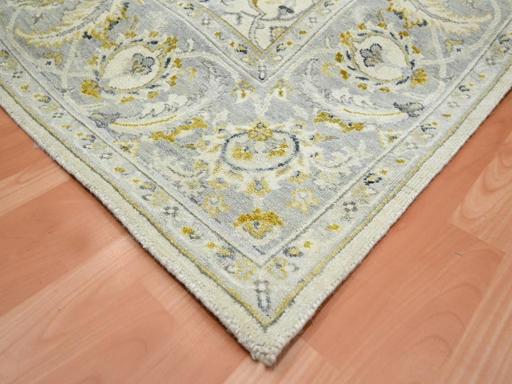 9'1" x 12'1" New Hand Knotted Ivory Wool Rectangle Oriental Rug - MOA10275826