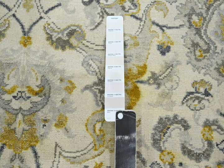 9'1" x 12'1" New Hand Knotted Ivory Wool Rectangle Oriental Rug - MOA10275826