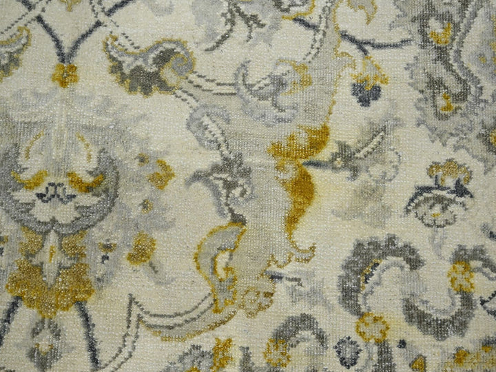 9'1" x 12'1" New Hand Knotted Ivory Wool Rectangle Oriental Rug - MOA10275826