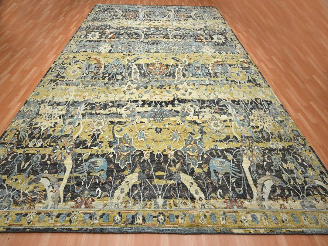 12'0" x 15'1" New Hand Knotted Brown Wool Rectangle Oriental Rug - MOA10275827