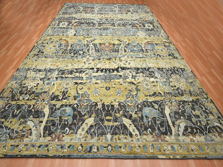 12'0" x 15'1" New Hand Knotted Brown Wool Rectangle Oriental Rug - MOA10275827