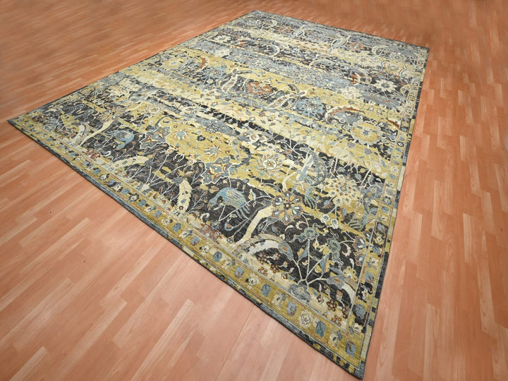 12'0" x 15'1" New Hand Knotted Brown Wool Rectangle Oriental Rug - MOA10275827