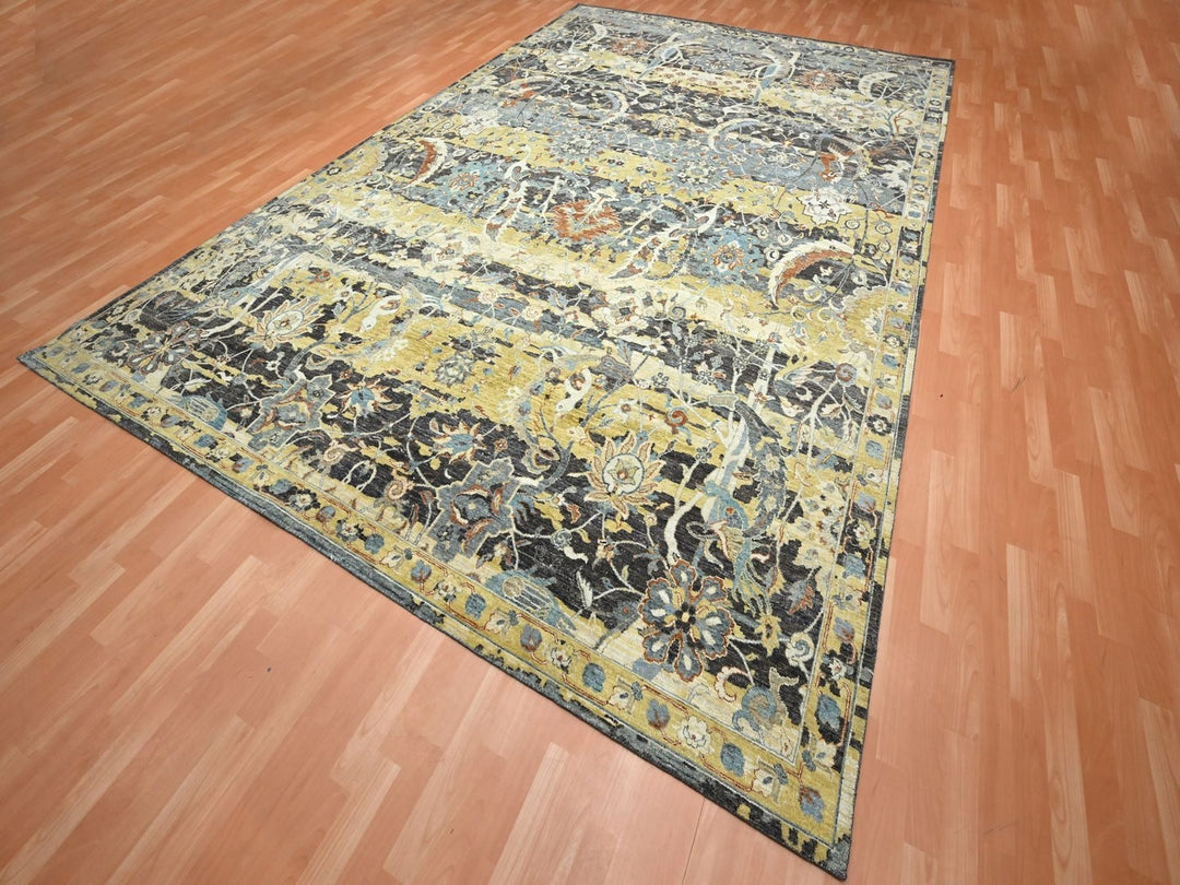 9'10" x 14'6" New Hand Knotted Brown Wool Rectangle Oriental Rug - MOA10275828