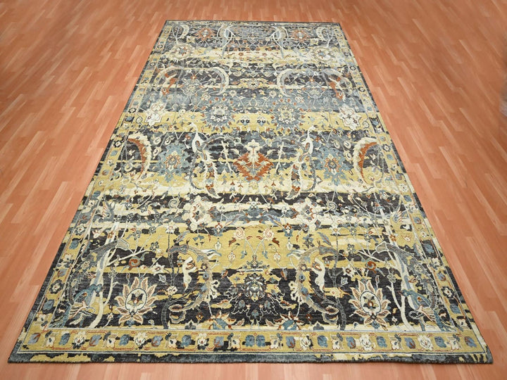 8'11" x 12'4" New Hand Knotted Brown Wool Rectangle Oriental Rug - MOA10275829