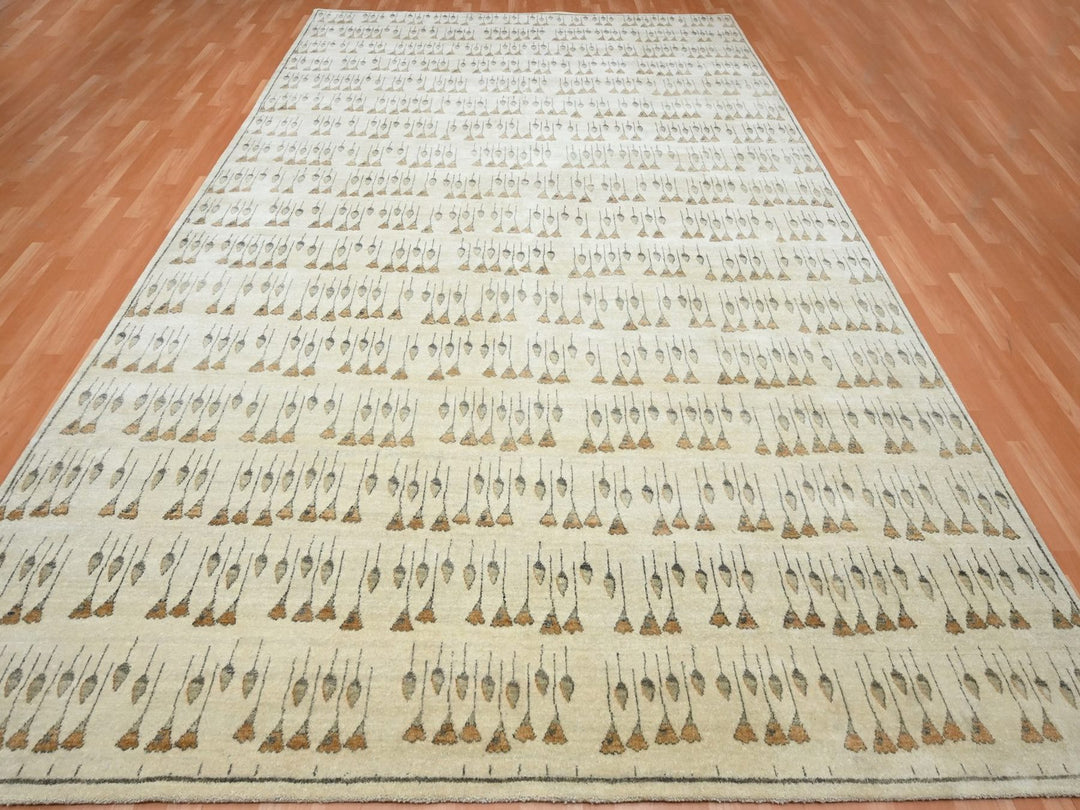 10'1" x 14'3" New Hand Knotted Brown Wool Rectangle Oriental Rug - MOA10275831