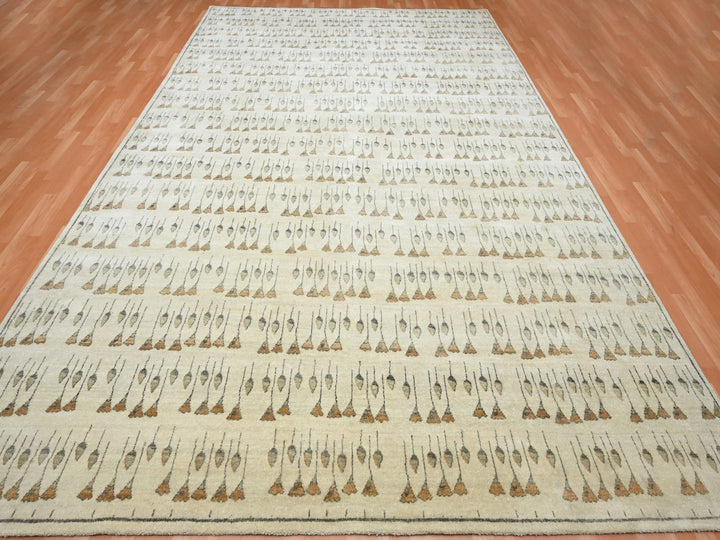 10'1" x 14'3" New Hand Knotted Brown Wool Rectangle Oriental Rug - MOA10275831