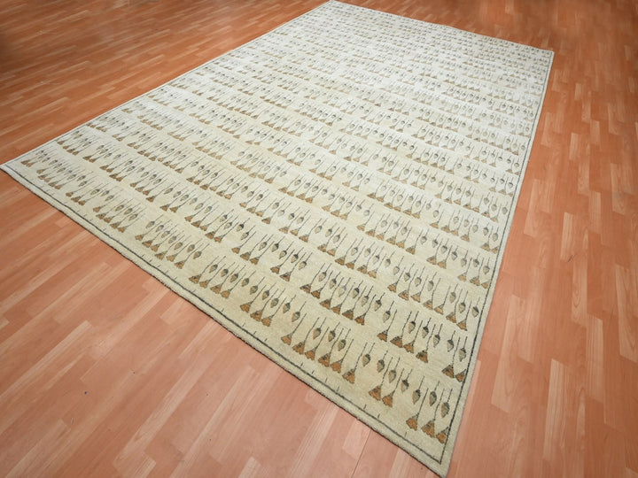 10'1" x 14'3" New Hand Knotted Brown Wool Rectangle Oriental Rug - MOA10275831