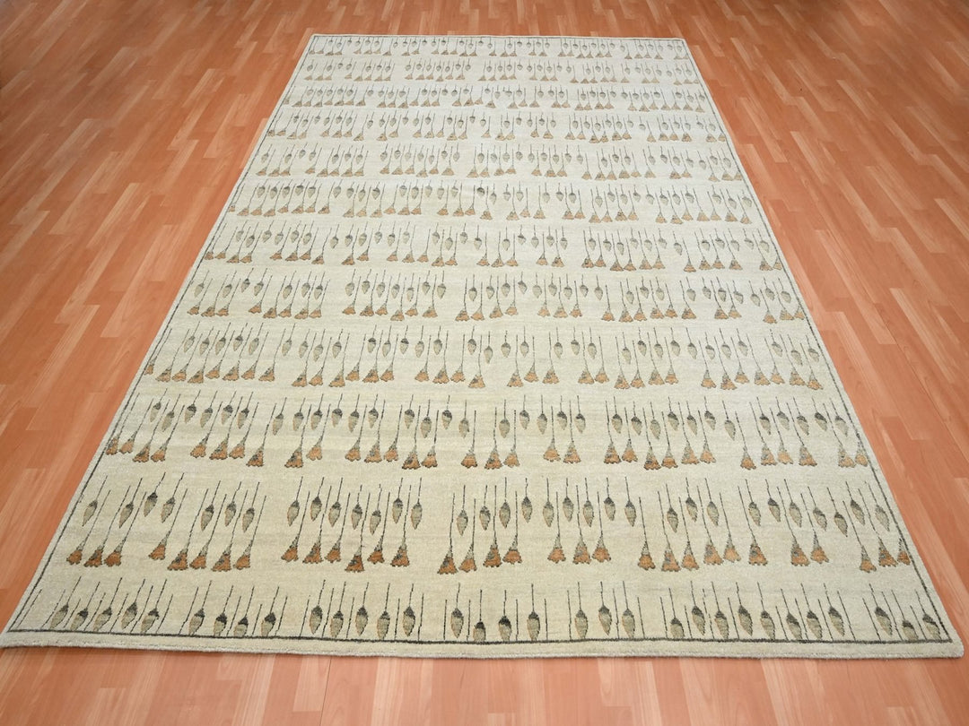 8'3" x 10'2" New Hand Knotted Brown Wool Rectangle Oriental Rug - MOA10275832