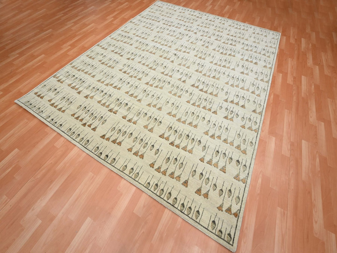 8'3" x 10'2" New Hand Knotted Brown Wool Rectangle Oriental Rug - MOA10275832