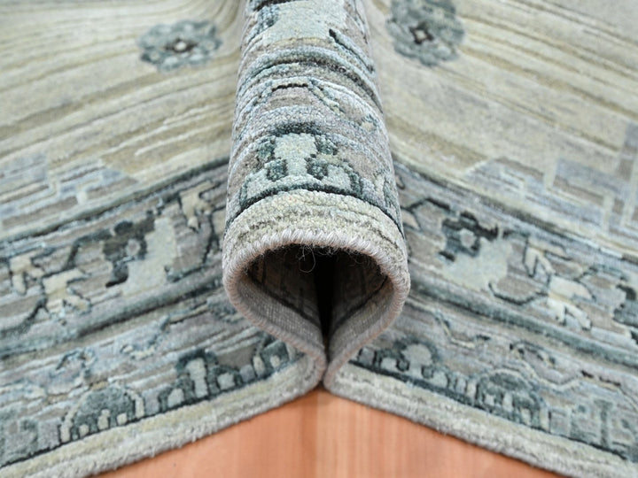 6'1" x 9'3" New Hand Knotted Beige Silk Rectangle Oriental Rug - MOA10275834