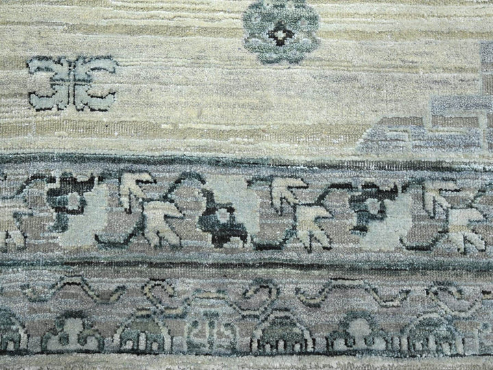 6'1" x 9'3" New Hand Knotted Beige Silk Rectangle Oriental Rug - MOA10275834