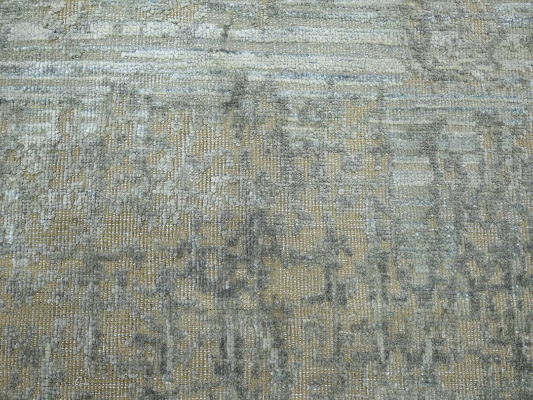 6'0" x 8'11" New Hand Knotted Grey Wool & Silk Rectangle Oriental Rug - MOA10275835