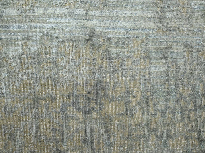 6'0" x 8'11" New Hand Knotted Grey Wool & Silk Rectangle Oriental Rug - MOA10275835