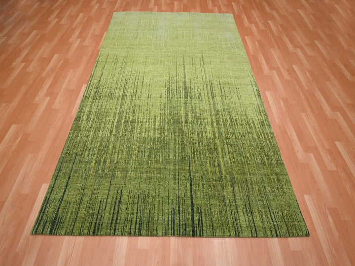 6'0" x 9'5" New Hand Knotted Green Wool Rectangle Oriental Rug - MOA10275836