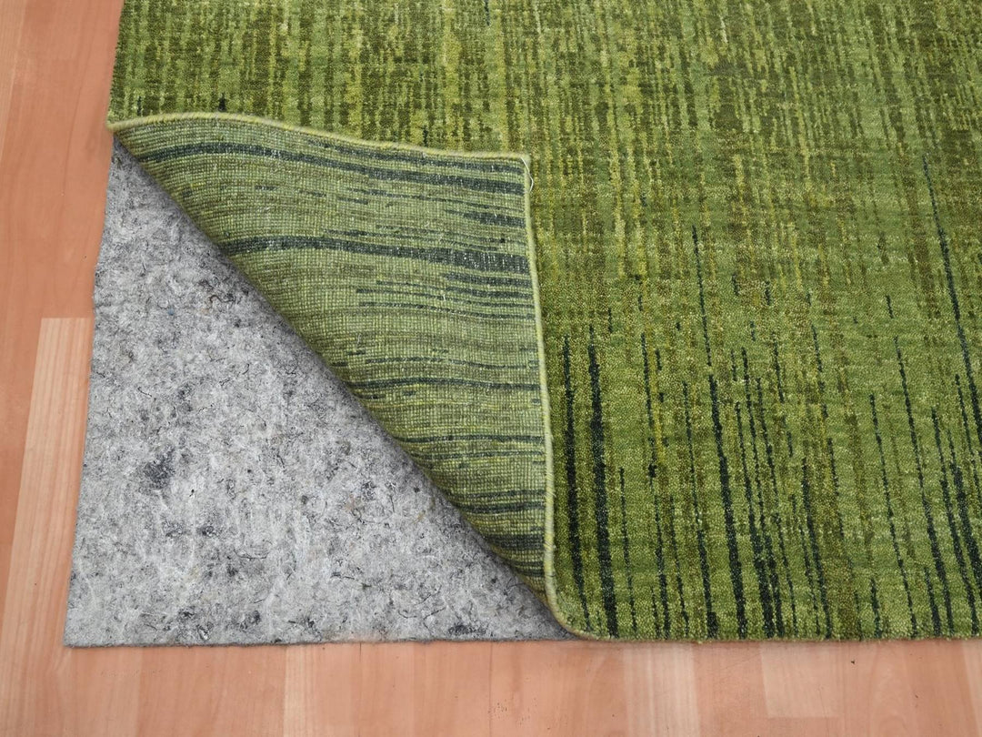 6'0" x 9'5" New Hand Knotted Green Wool Rectangle Oriental Rug - MOA10275836