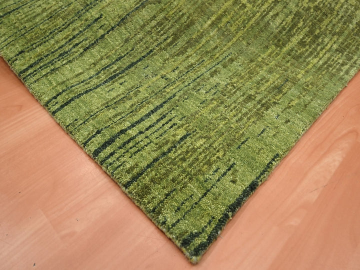 6'0" x 9'5" New Hand Knotted Green Wool Rectangle Oriental Rug - MOA10275836