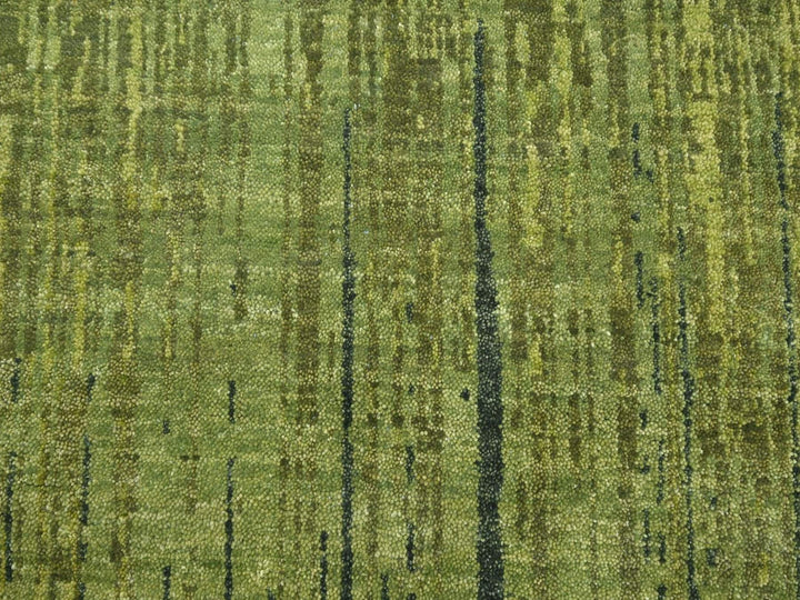 6'0" x 9'5" New Hand Knotted Green Wool Rectangle Oriental Rug - MOA10275836