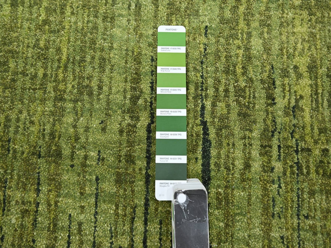 5'3" x 7'4" New Hand Knotted Green Wool Rectangle Oriental Rug - MOA10275837