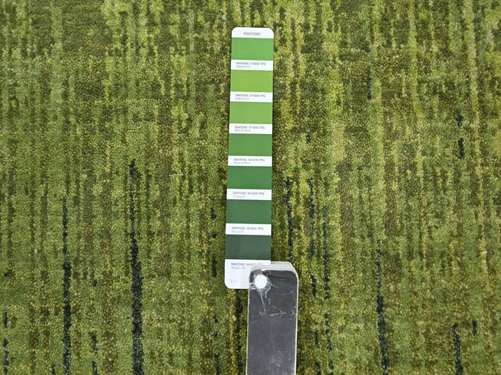 3'1" x 5'1" New Hand Knotted Green Wool Rectangle Oriental Rug - MOA10275838