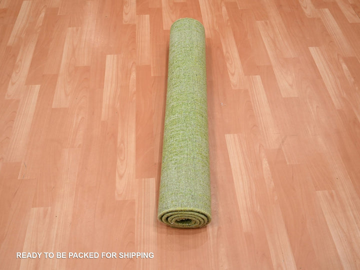 3'1" x 5'1" New Hand Knotted Green Wool Rectangle Oriental Rug - MOA10275838