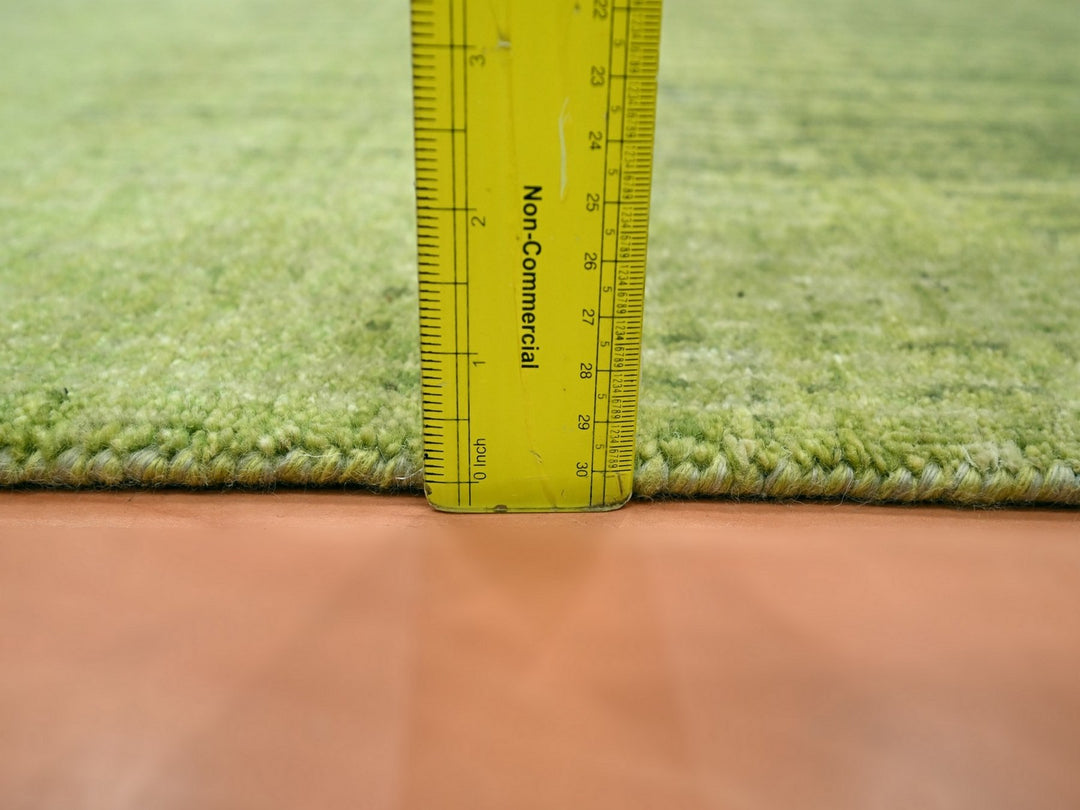 3'1" x 5'1" New Hand Knotted Green Wool Rectangle Oriental Rug - MOA10275838