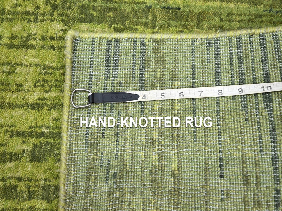 3'1" x 5'1" New Hand Knotted Green Wool Rectangle Oriental Rug - MOA10275838