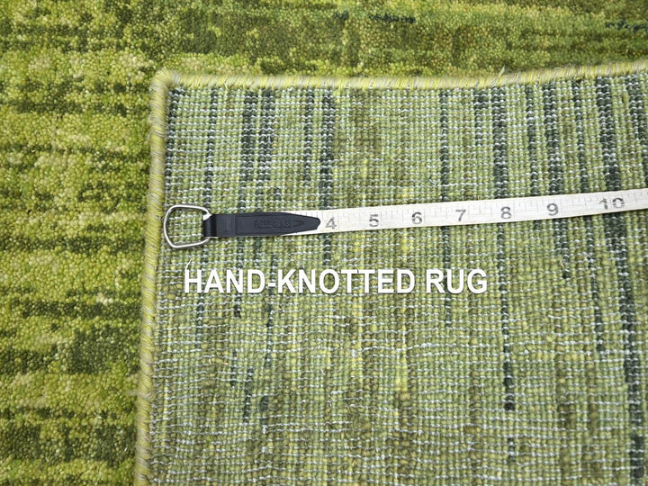 3'1" x 5'1" New Hand Knotted Green Wool Rectangle Oriental Rug - MOA10275838