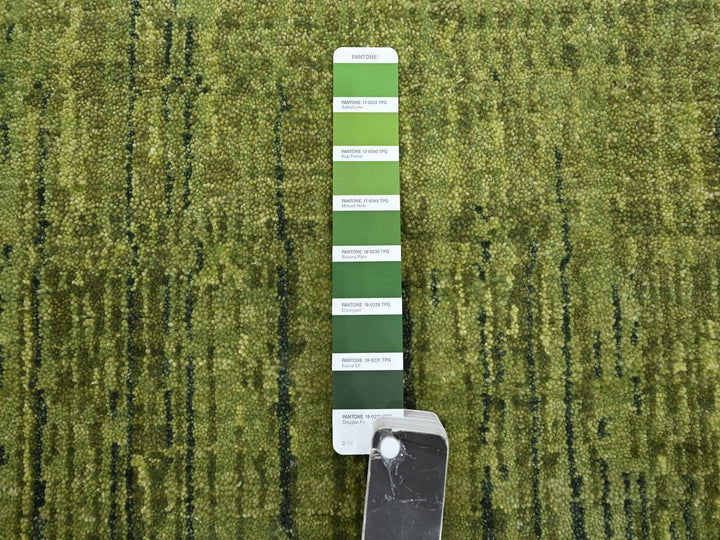 2'7" x 8'5" New Hand Knotted Green Wool Runner Oriental Rug - MOA10275839