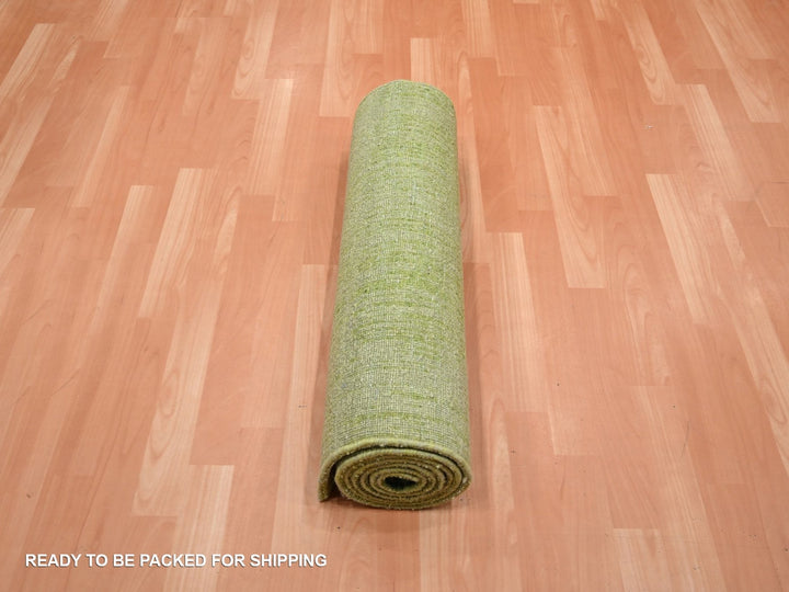 2'7" x 8'5" New Hand Knotted Green Wool Runner Oriental Rug - MOA10275839