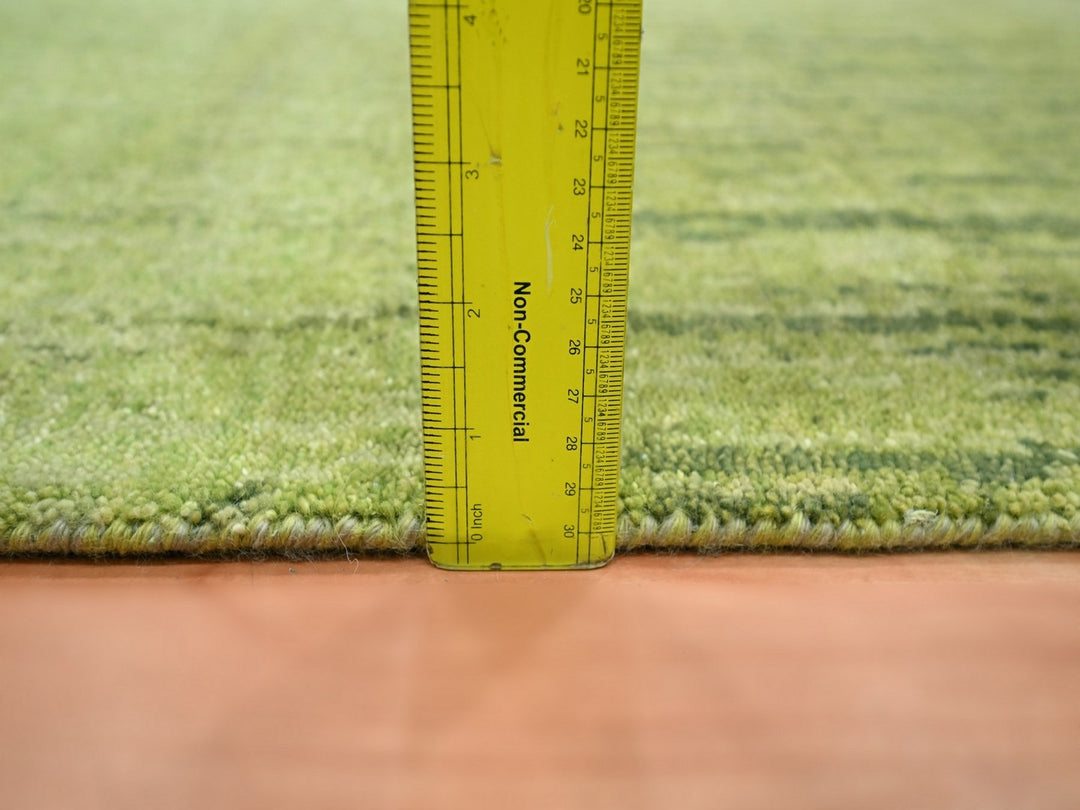 2'7" x 8'5" New Hand Knotted Green Wool Runner Oriental Rug - MOA10275839