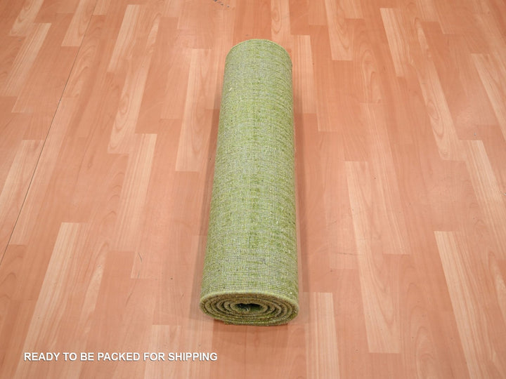 2'8" x 8'5" New Hand Knotted Green Wool Runner Oriental Rug - MOA10275840