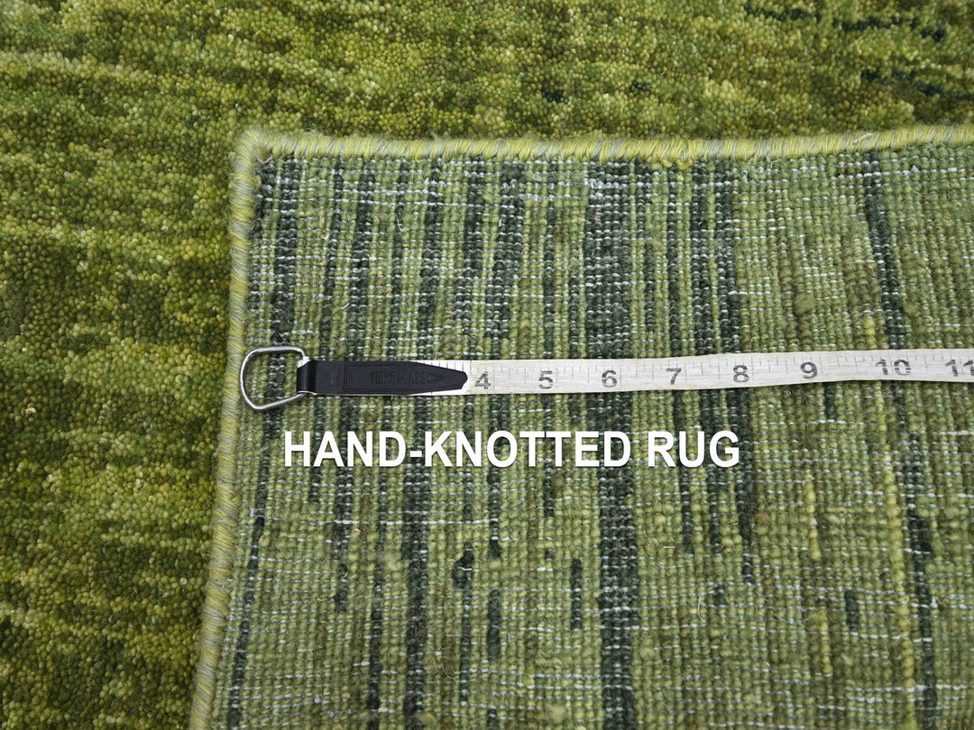 2'8" x 8'5" New Hand Knotted Green Wool Runner Oriental Rug - MOA10275840