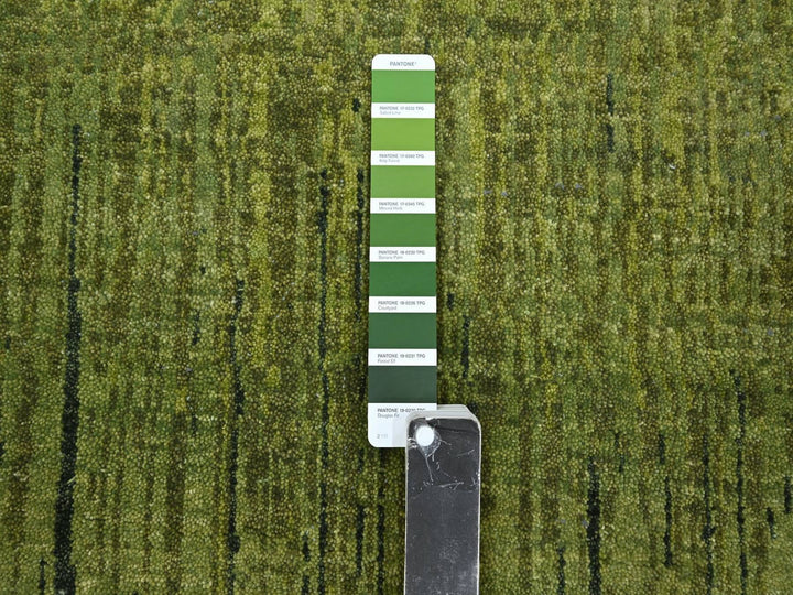 2'6" x 6'2" New Hand Knotted Green Wool Runner Oriental Rug - MOA10275841